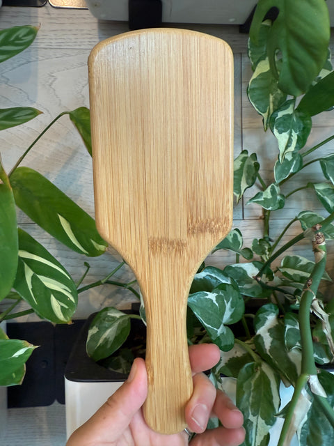 Bamboo Paddle Hairbrush with Eco Travel Pouch