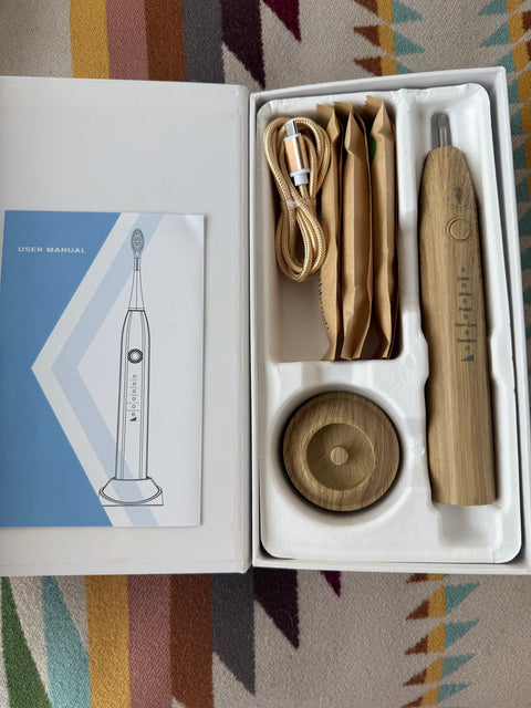 Electric Bamboo Toothbrush with 3 Replacement Heads