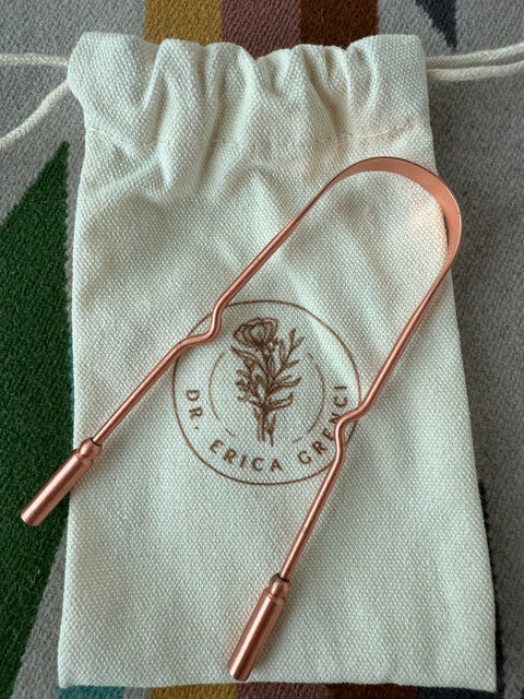 Ayurvedic Copper Tongue Scrapper with handle