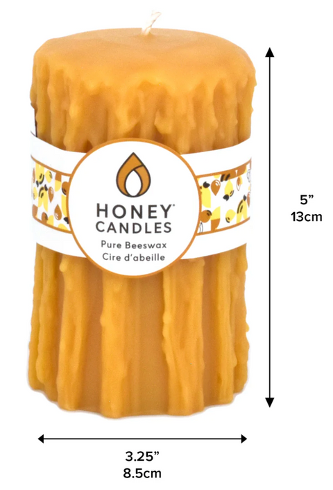 Natural Beeswax Heritage Drip Pillar Candle