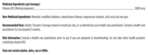 Vitamin B12 - HIGH POTENCY METHYLCOBALAMIN LOZENGE